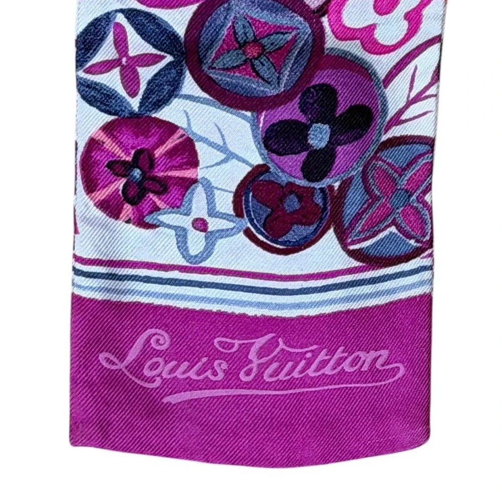Louis Vuitton Violet Comete Silk Bandeau scarf in violet/ multicolor - Authentic - Picture 6 of 6